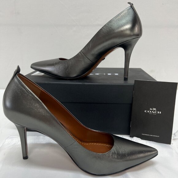 COACH Waverly 85mm SMTL Gunmetal Pumps in box - Picture 7 of 14